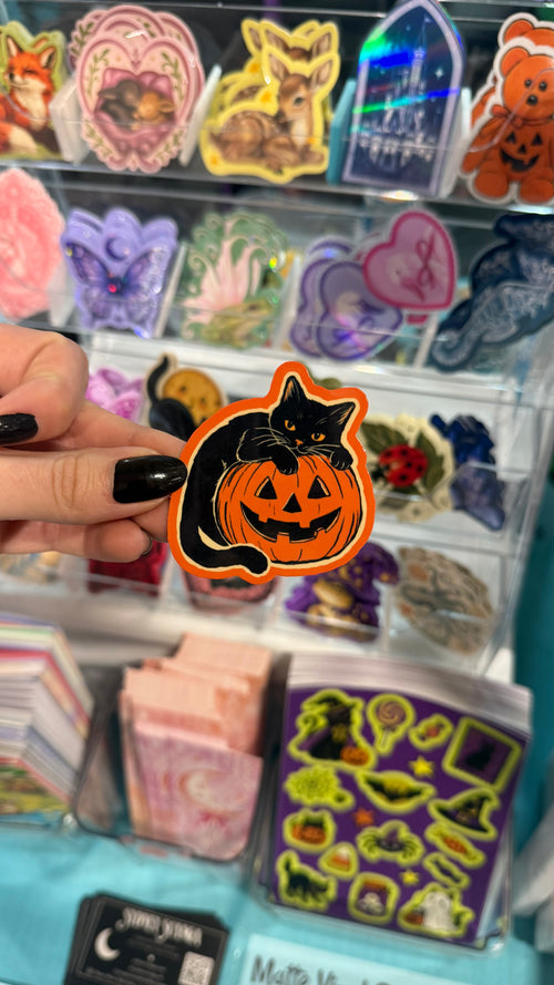 Black Cat and Jack-o’-lantern Sticker