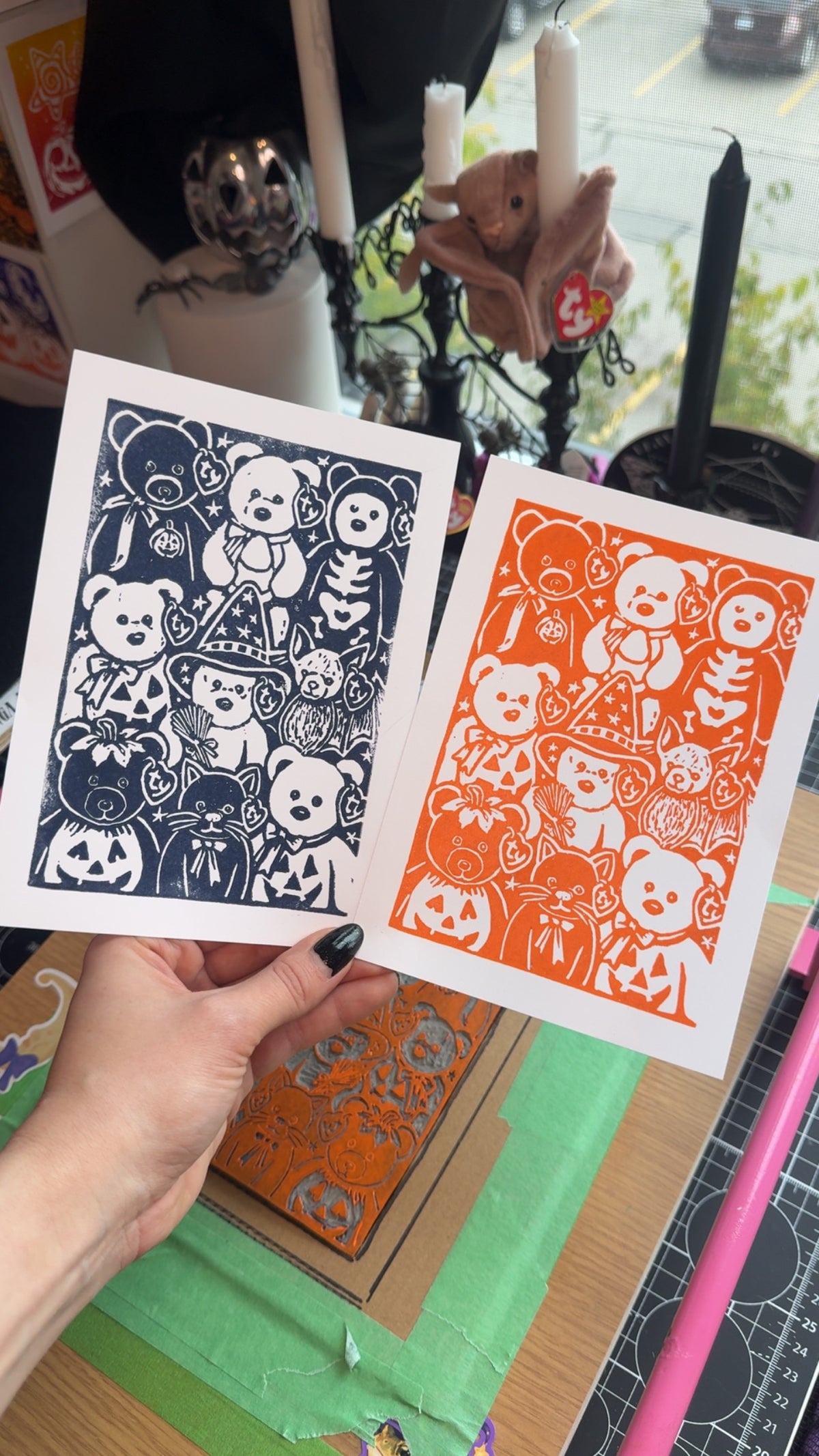 Special Edition Beanie Baby Linocut Cards