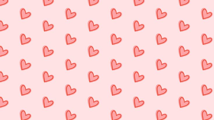Pattern of red hearts on a pink background