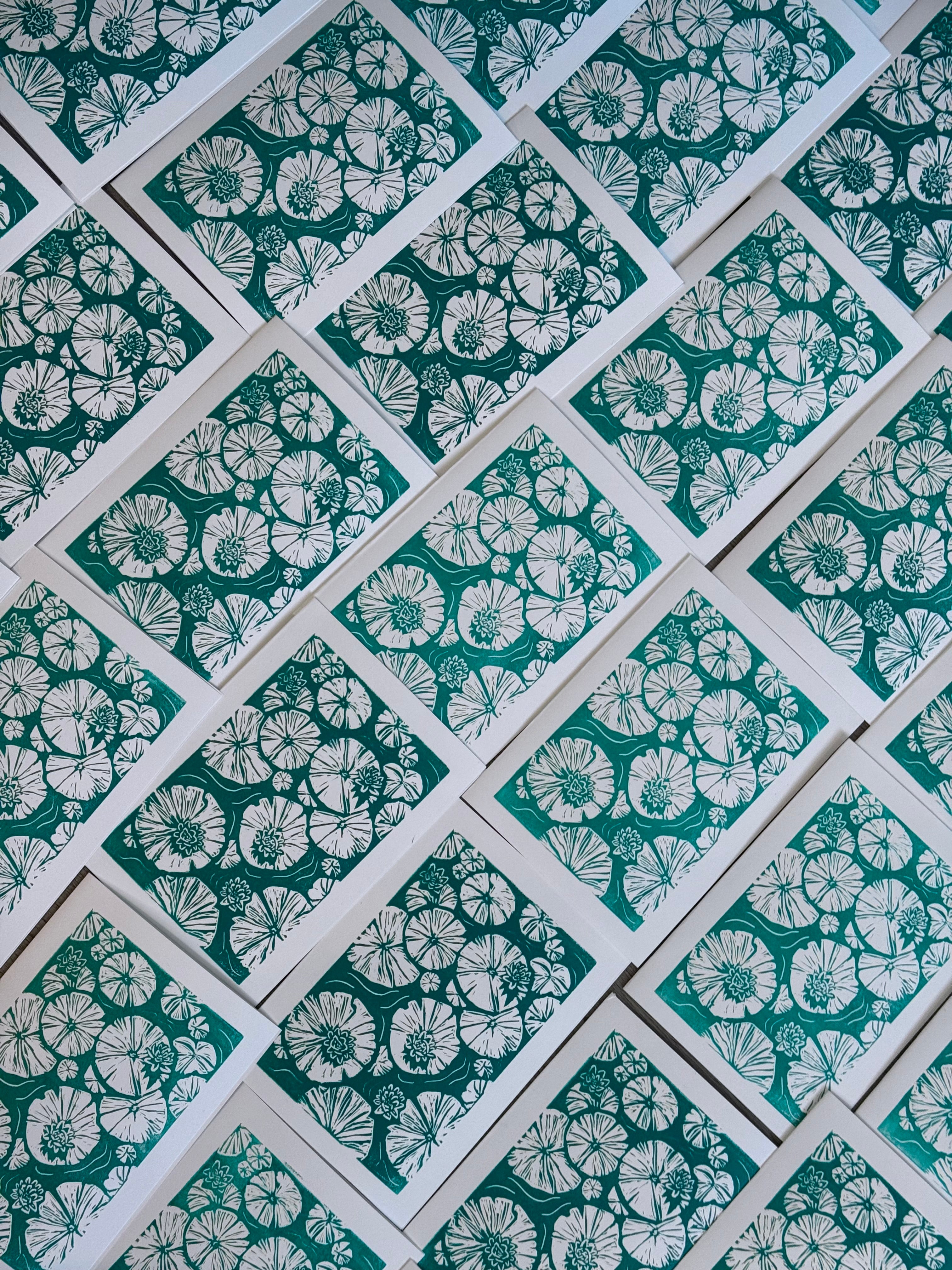Lily Pad Linocut Print
