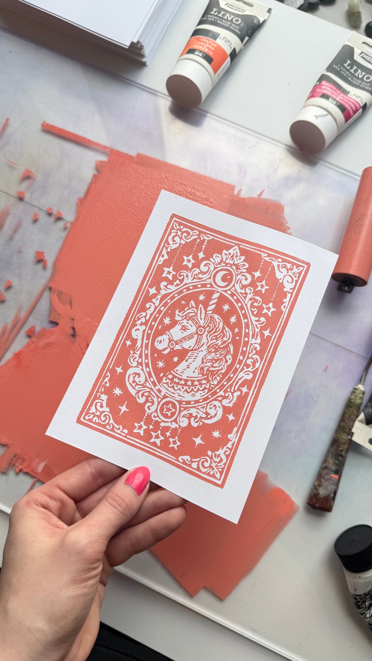 Carousel Horse Linocut Print