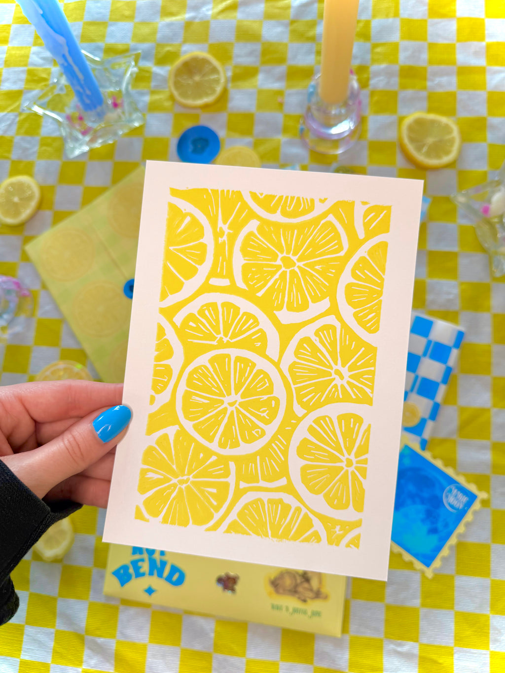 Lemon Linocut Print