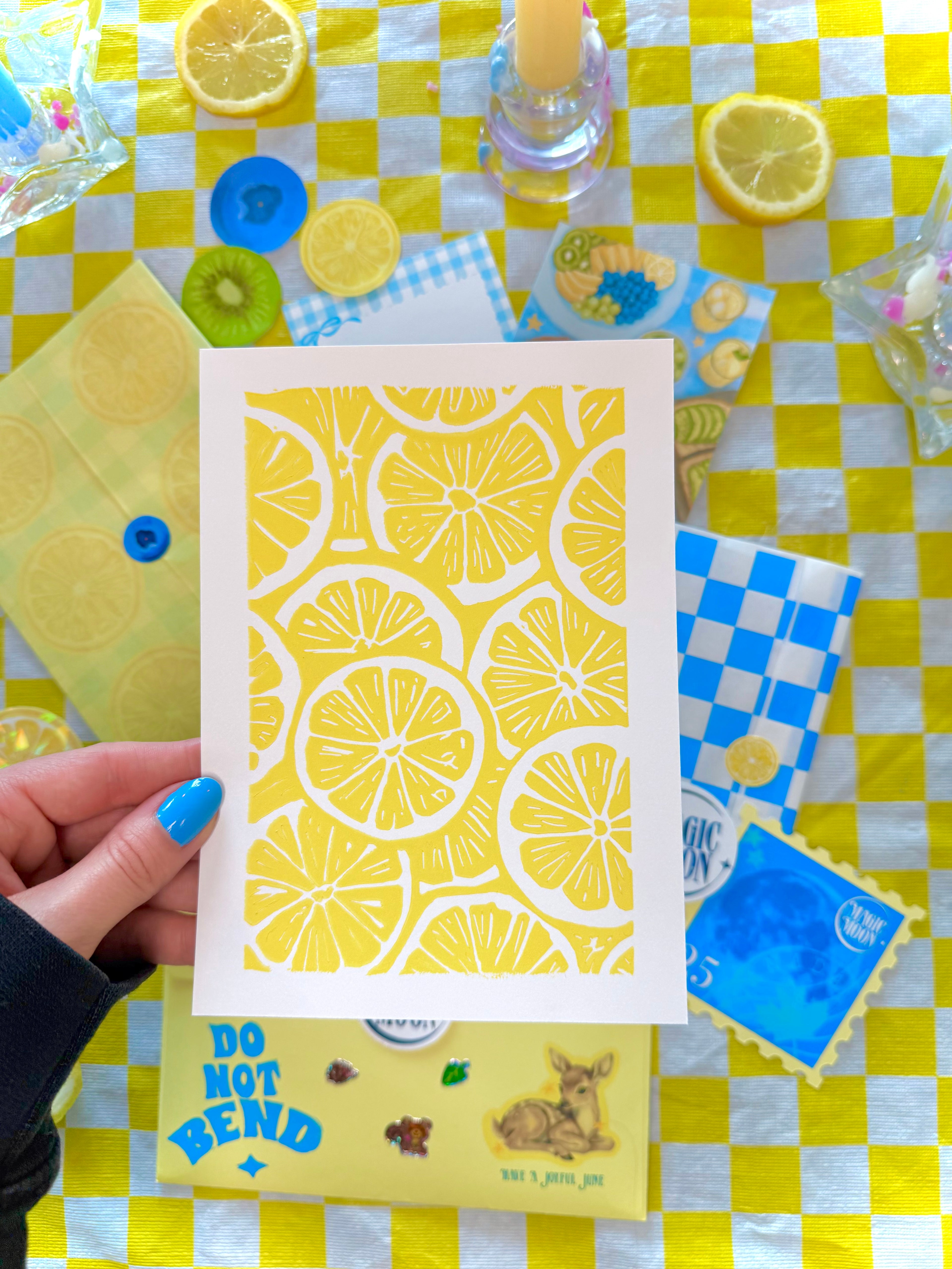 Lemon Linocut Print