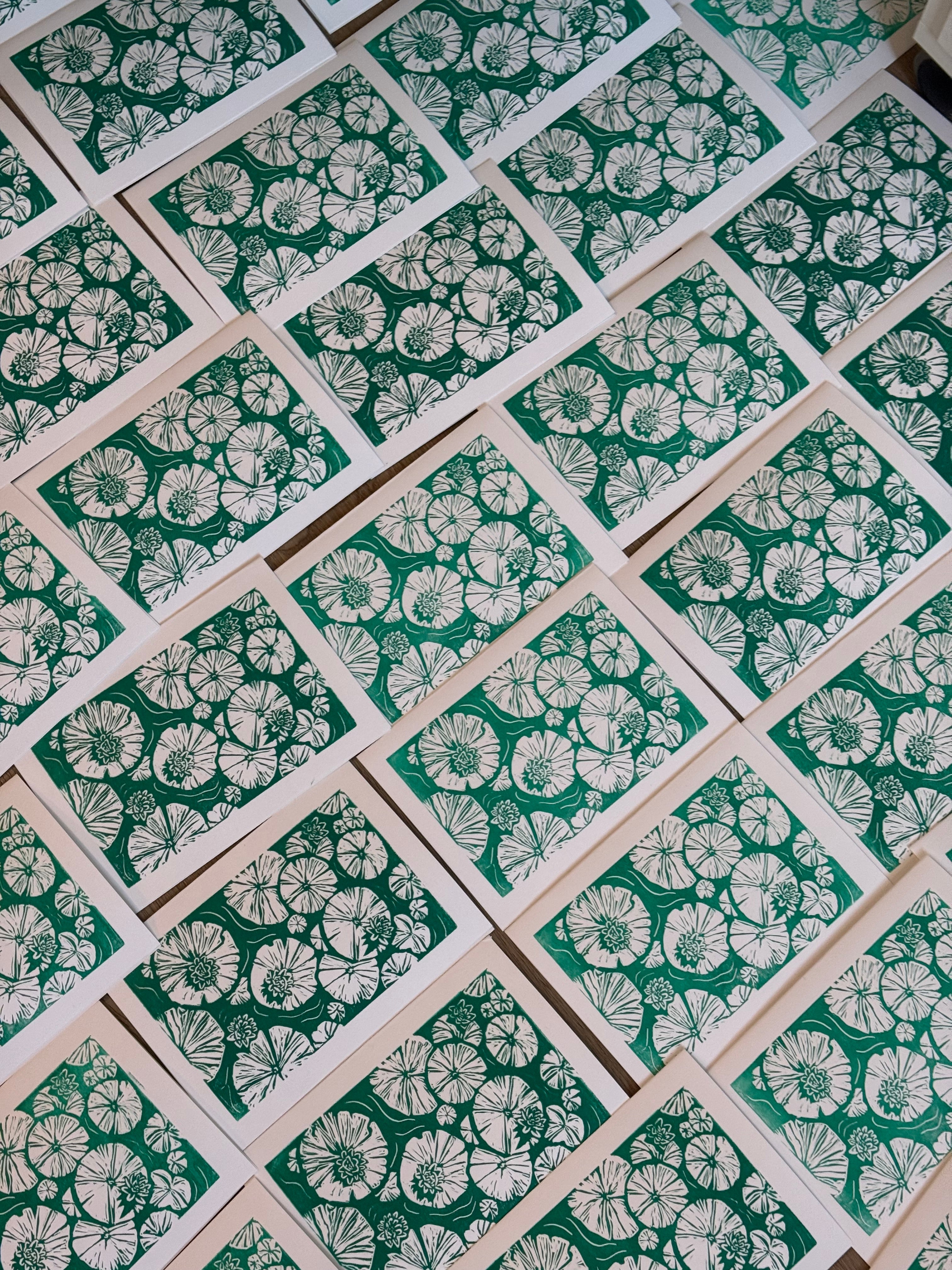 Lily Pad Linocut Print