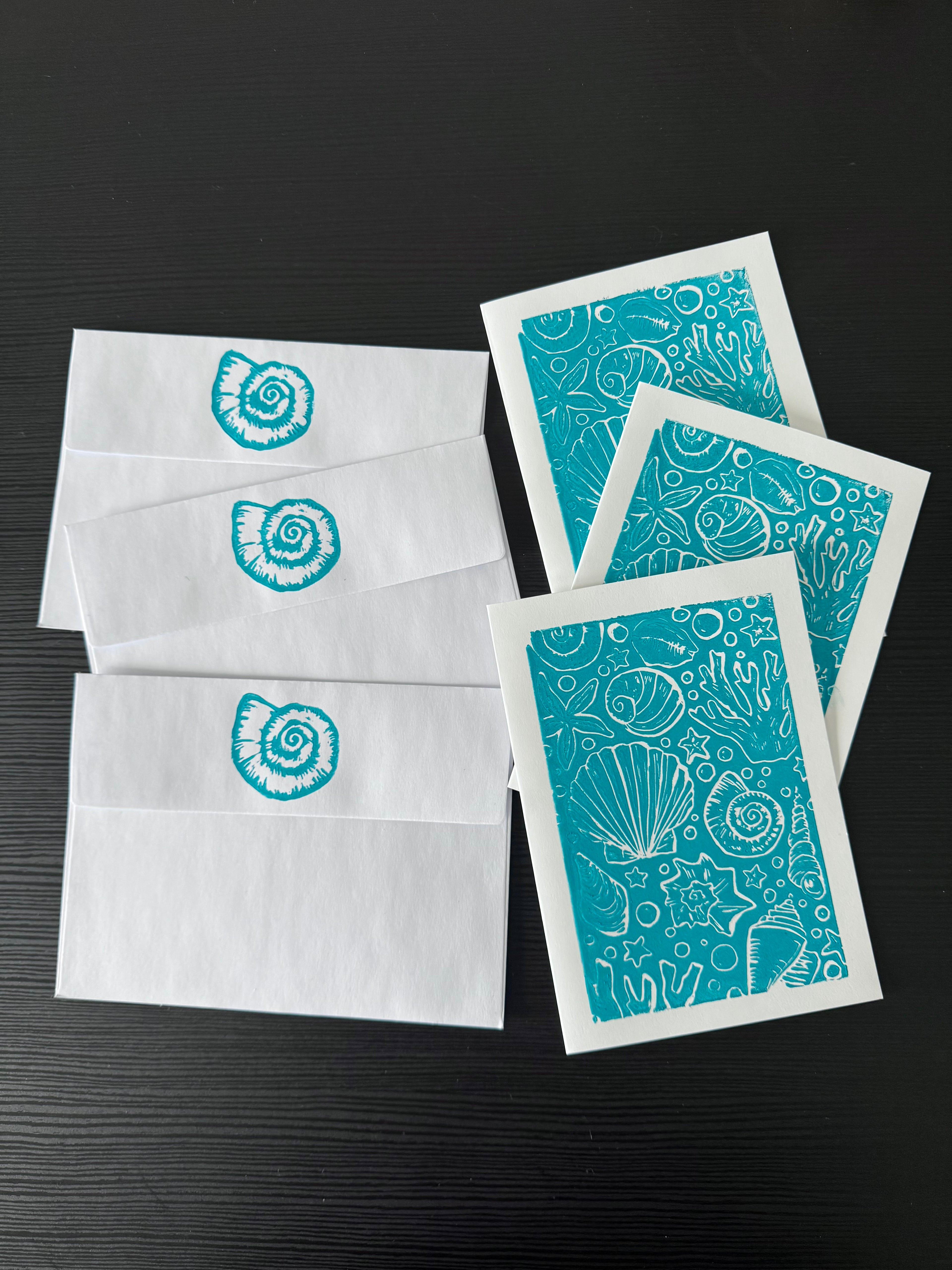 Under the Sea Linocut Card with Matching Envelope
