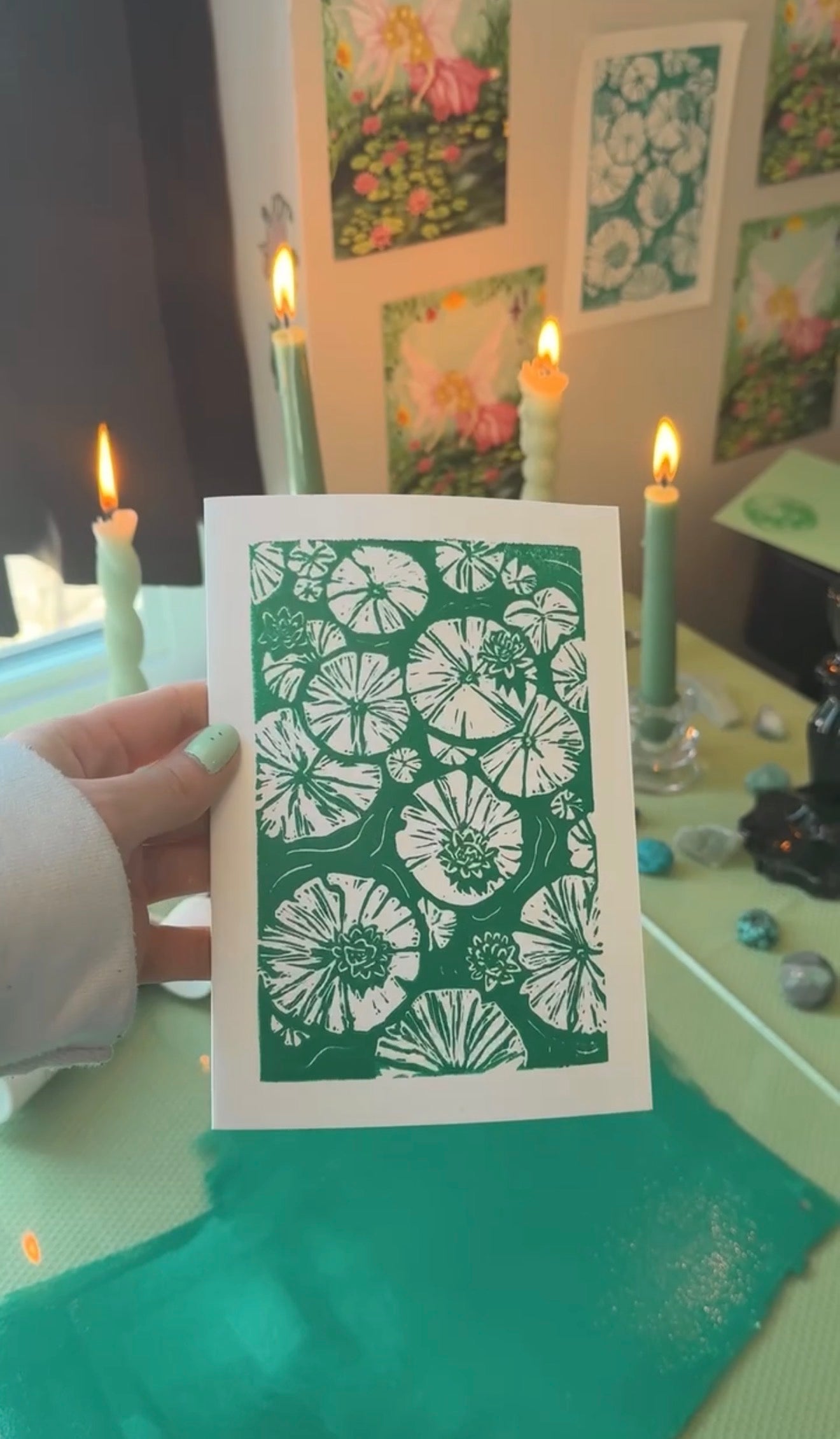Lily Pad Linocut Print