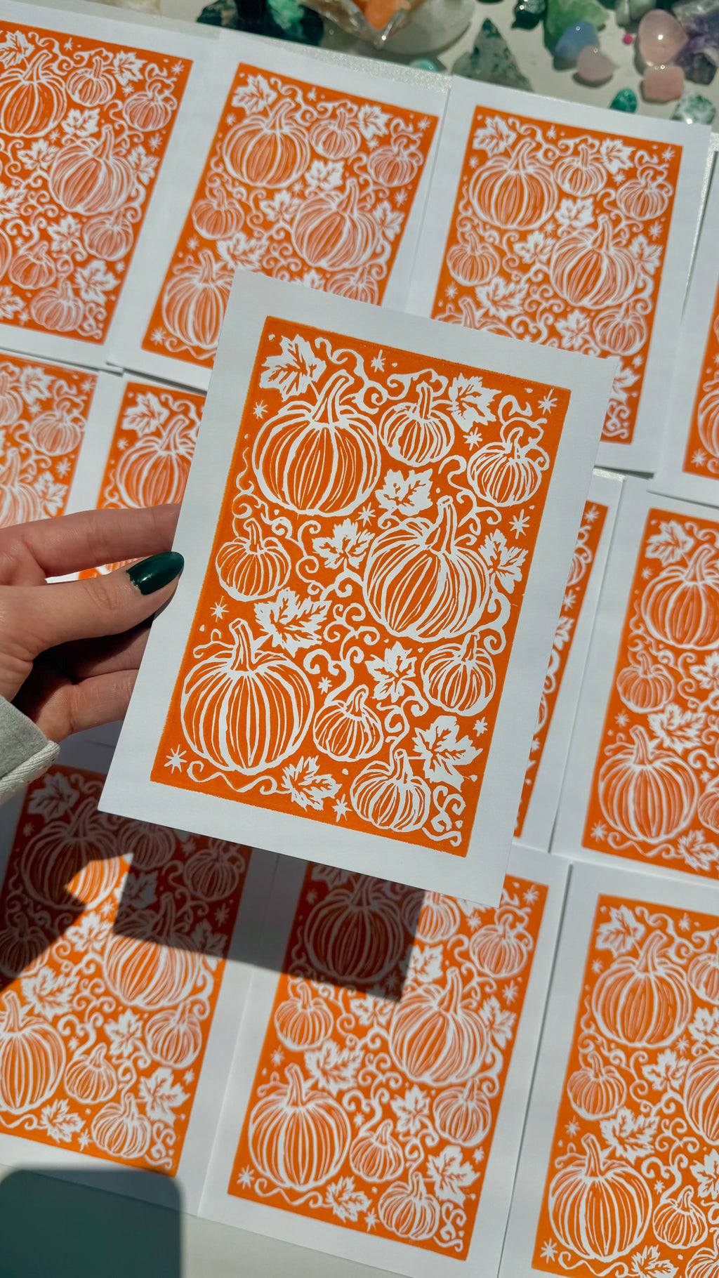 Pumpkin Linocut Print