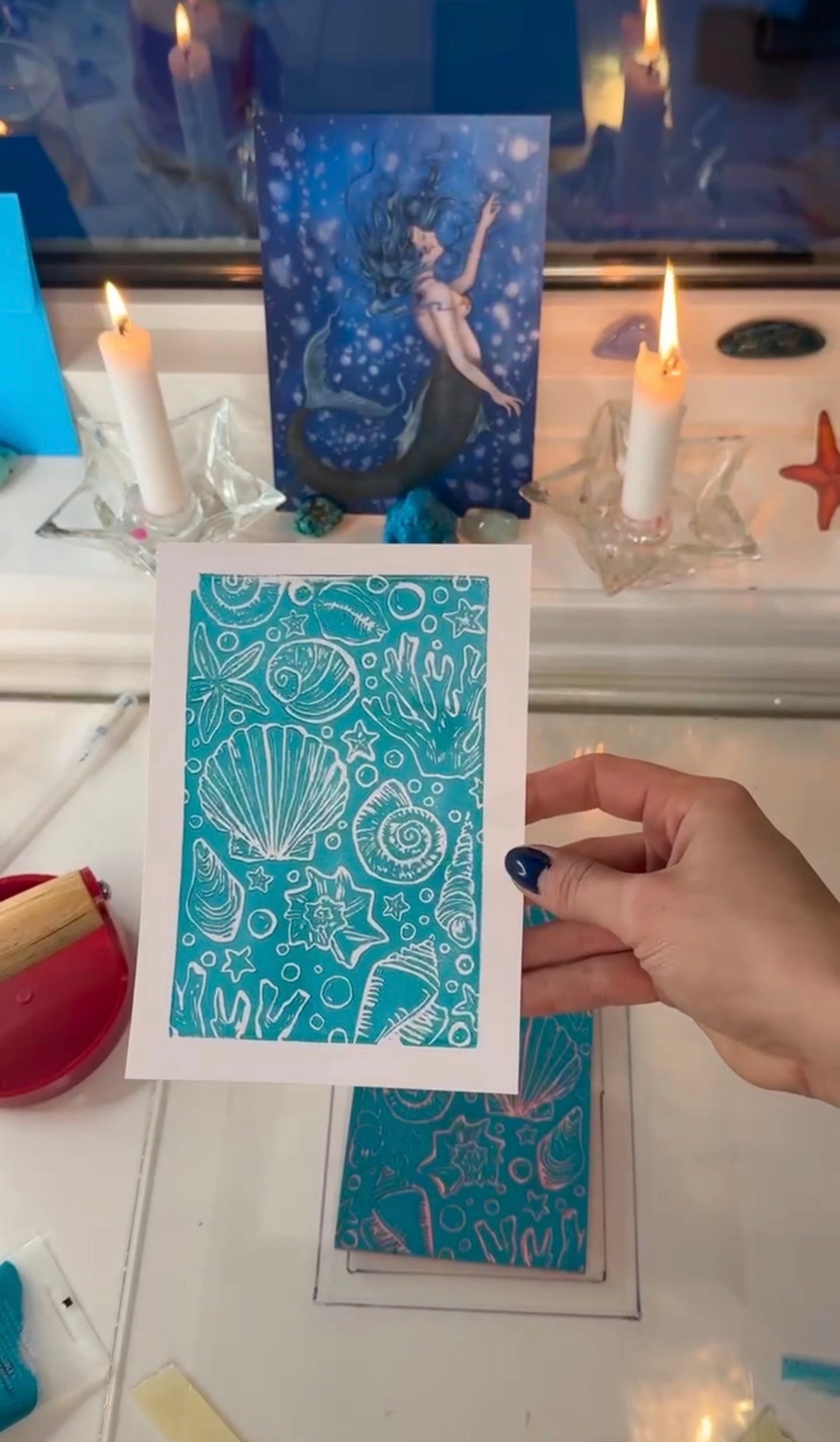 Under the Sea Linocut Print