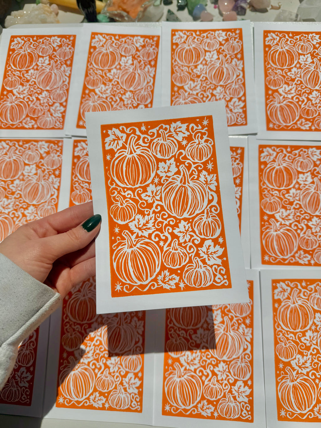 Pumpkin Linocut Print