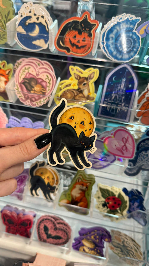 Black Cat & Moon Sticker