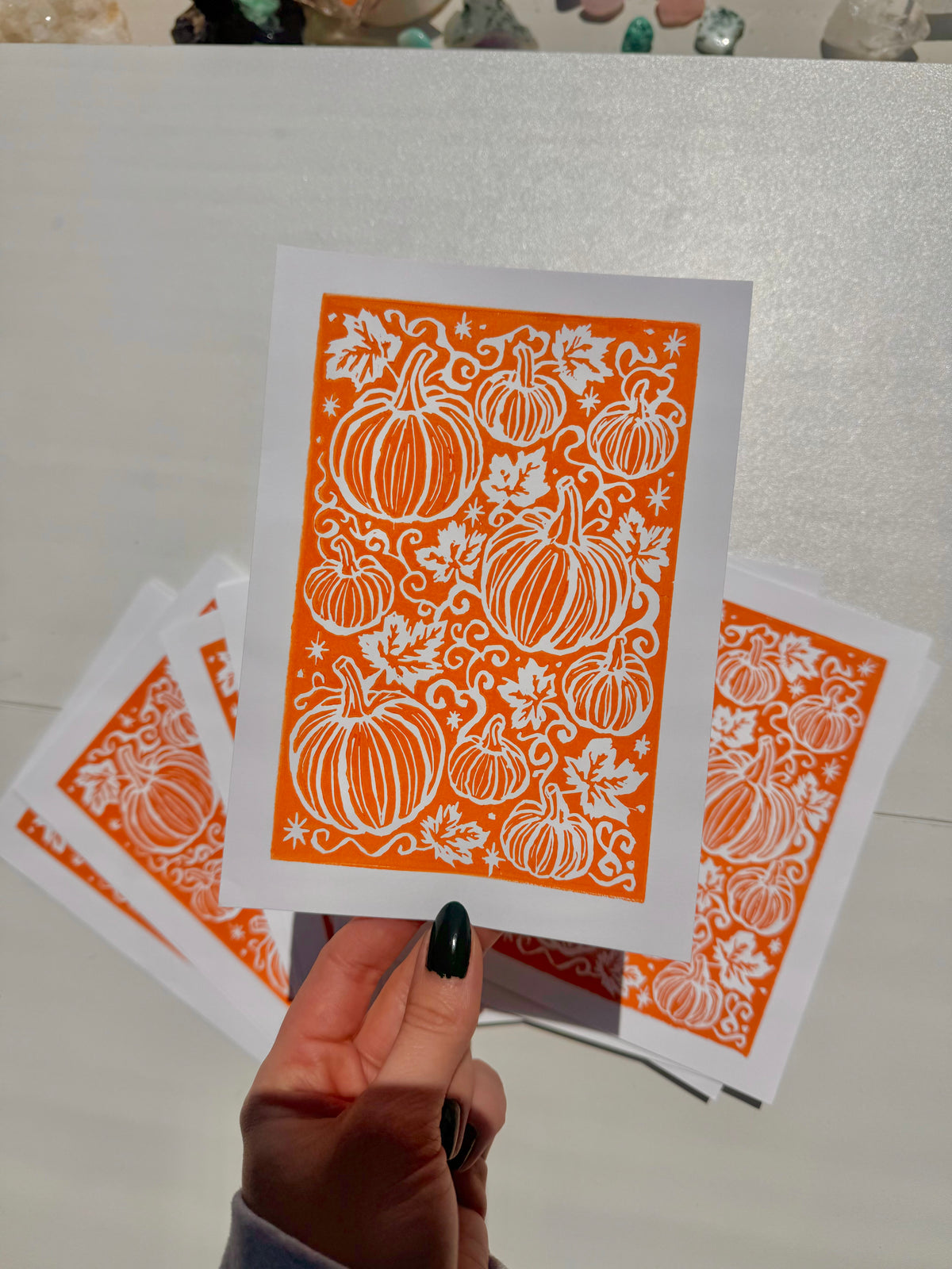 Pumpkin Linocut Print