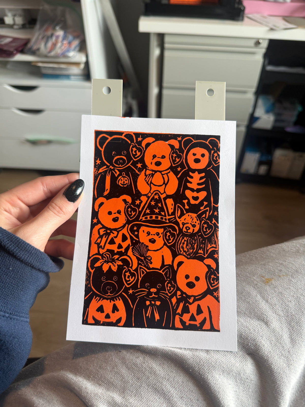 Extra Special Edition Two-Colour Beanie Baby Linocut Print