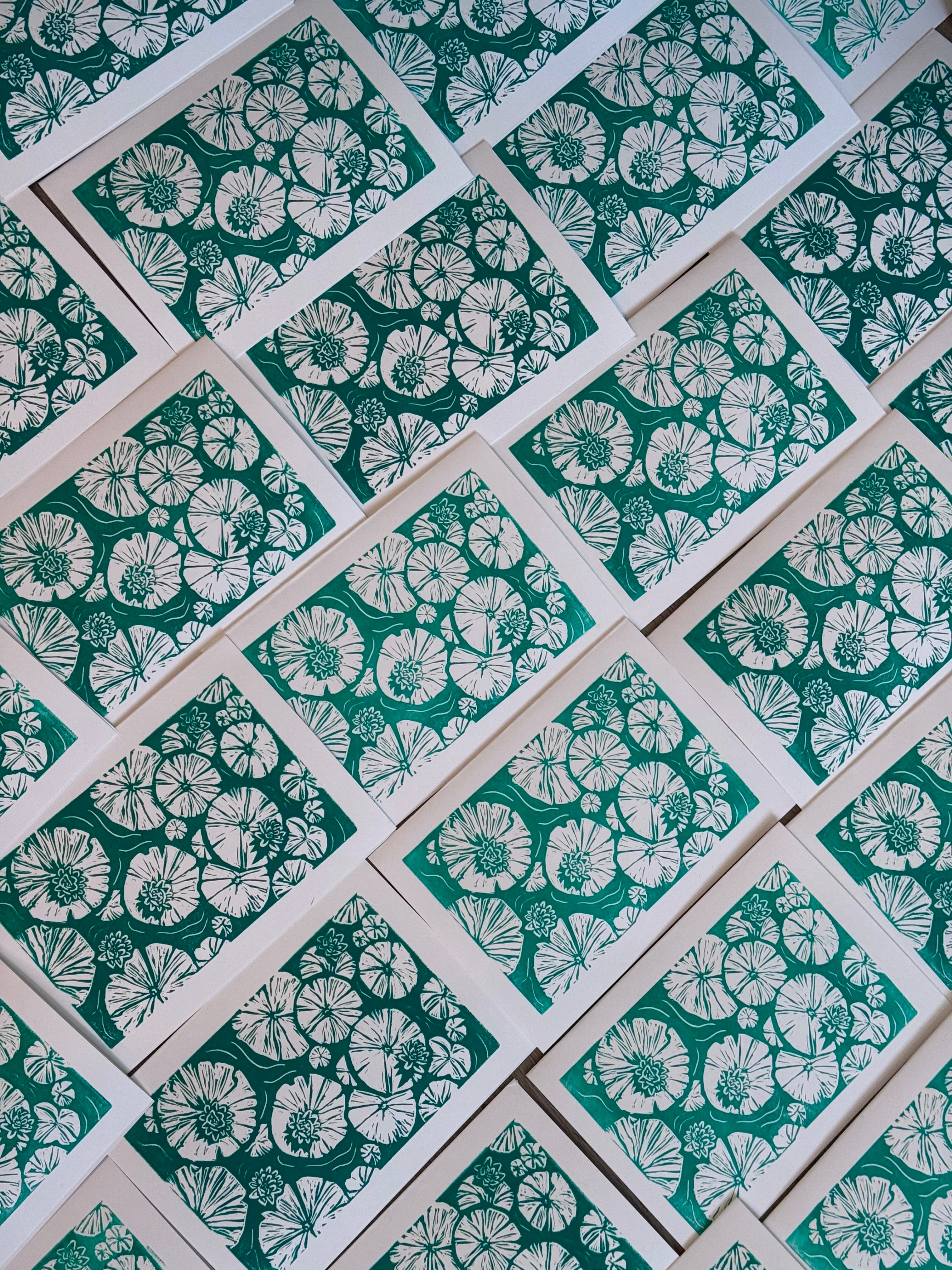 Lily Pad Linocut Print