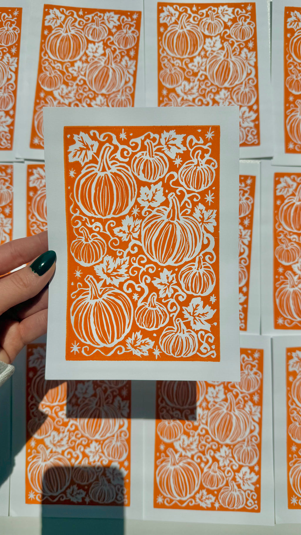 Pumpkin Linocut Print