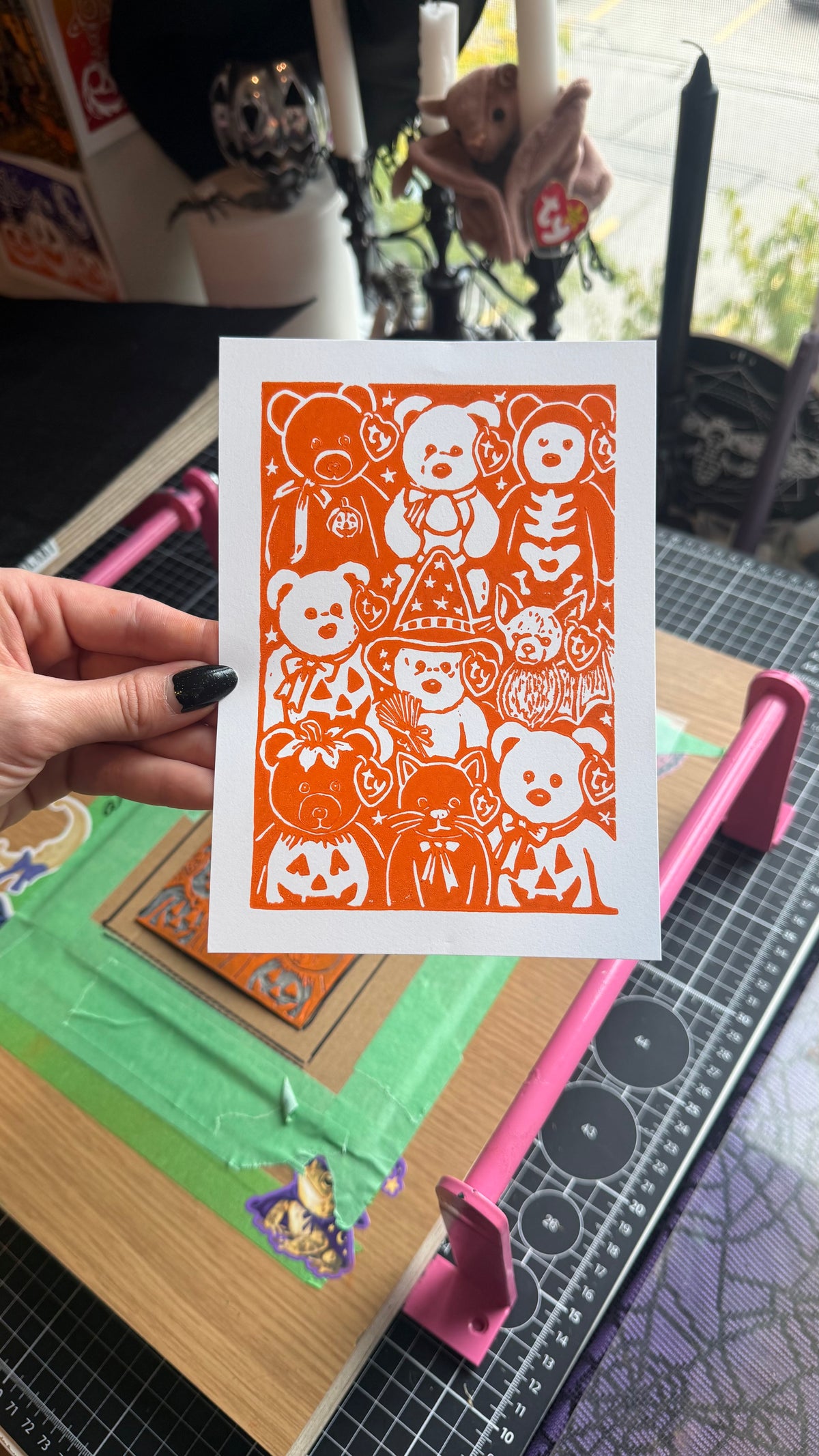 Special Edition Beanie Baby Linocut Cards