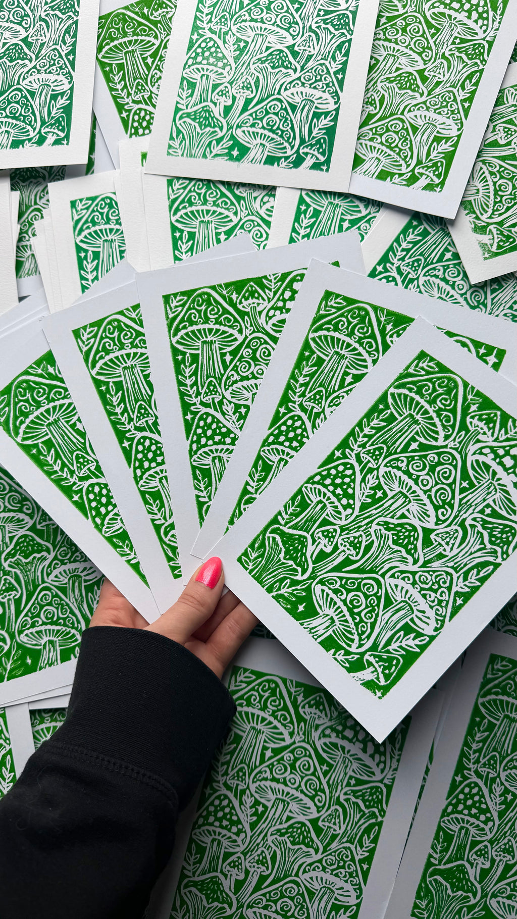 Mushroom Linocut Print
