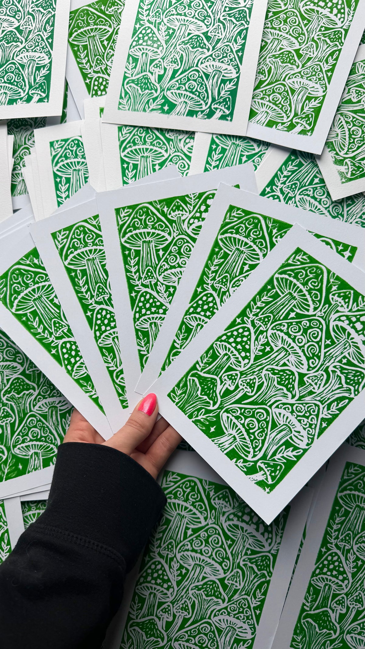 Mushroom Linocut Print
