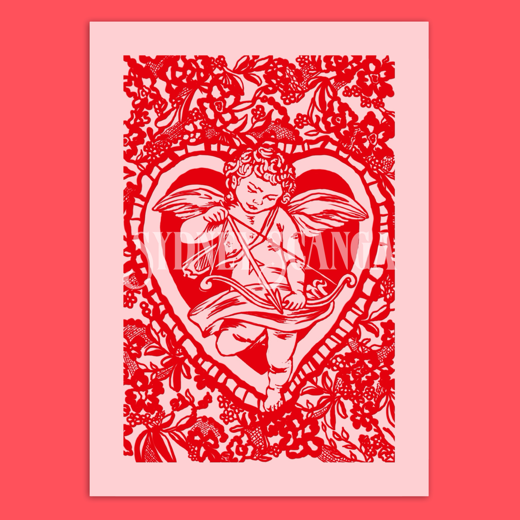 Cherub Linocut Print