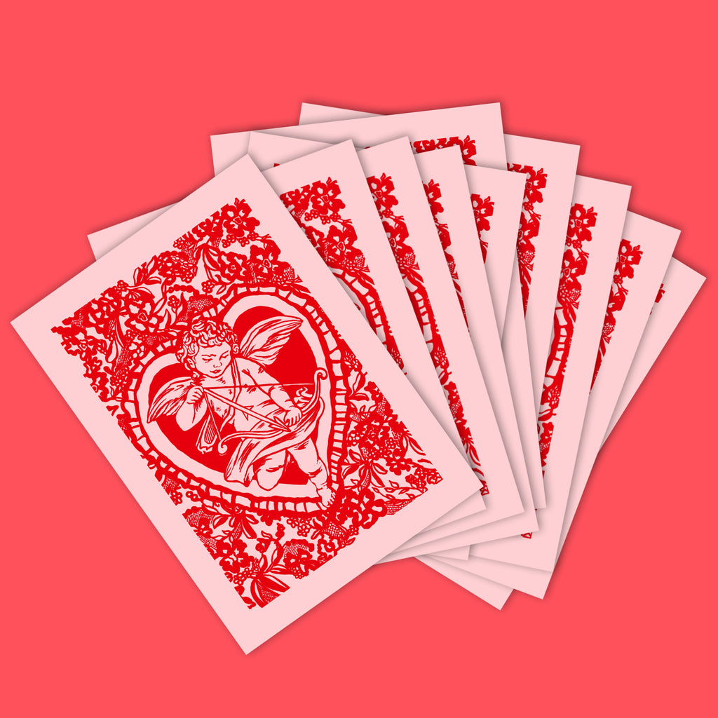 Cherub Linocut Card with Matching Envelope