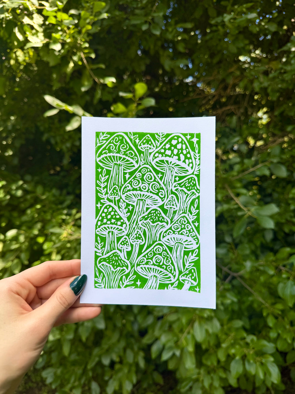 Mushroom Linocut Print