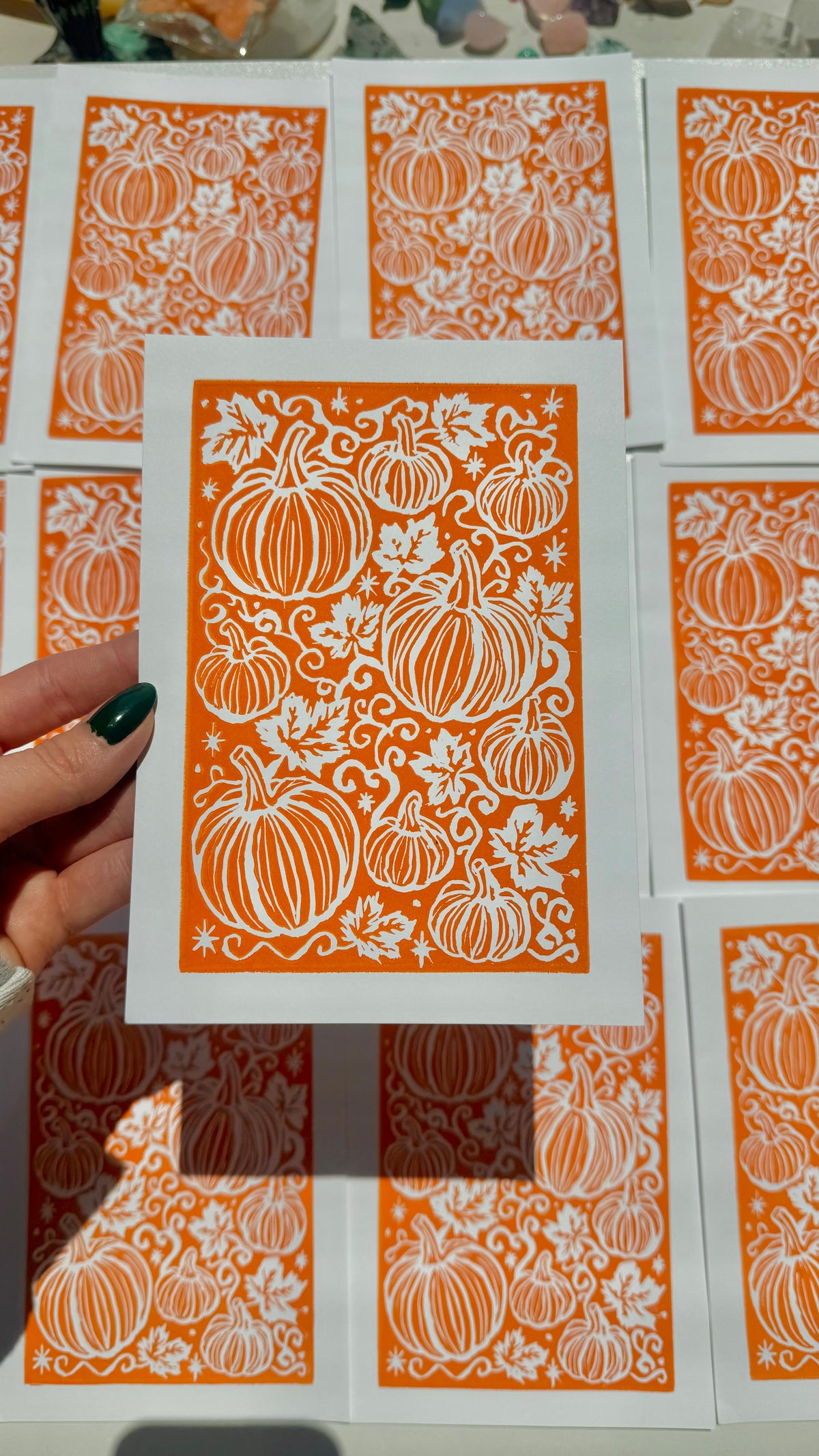 Pumpkin Linocut Print