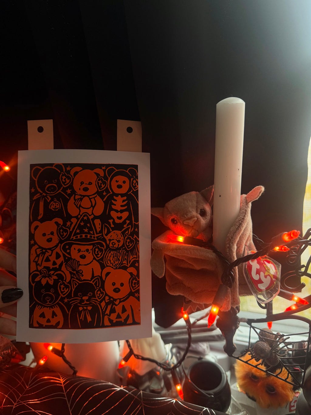 Extra Special Edition Two-Colour Beanie Baby Linocut Print
