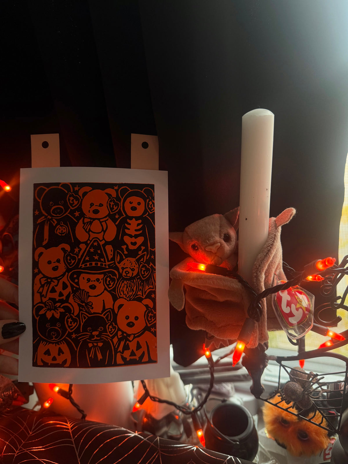 Extra Special Edition Two-Colour Beanie Baby Linocut Print