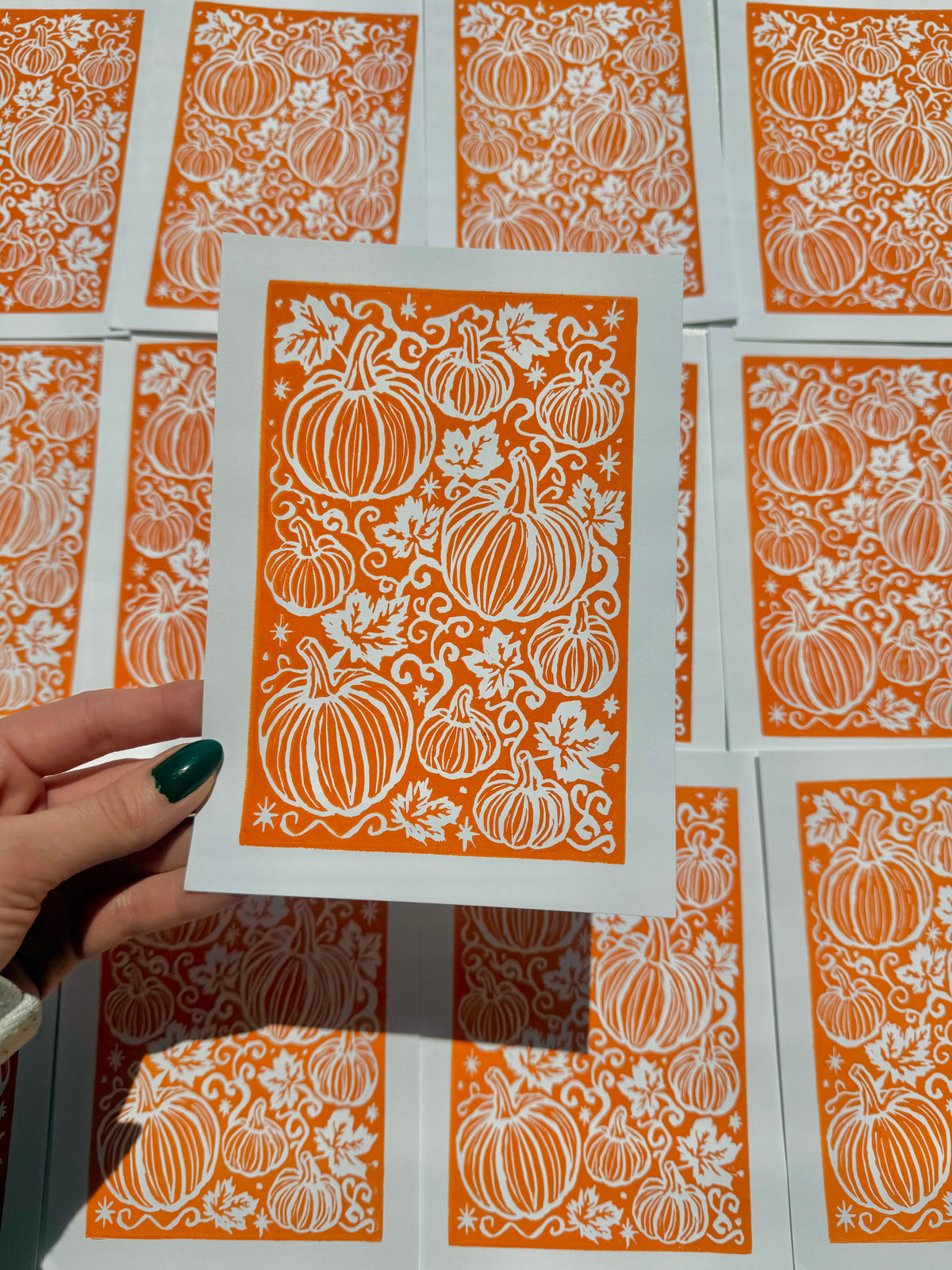 Pumpkin Linocut Print