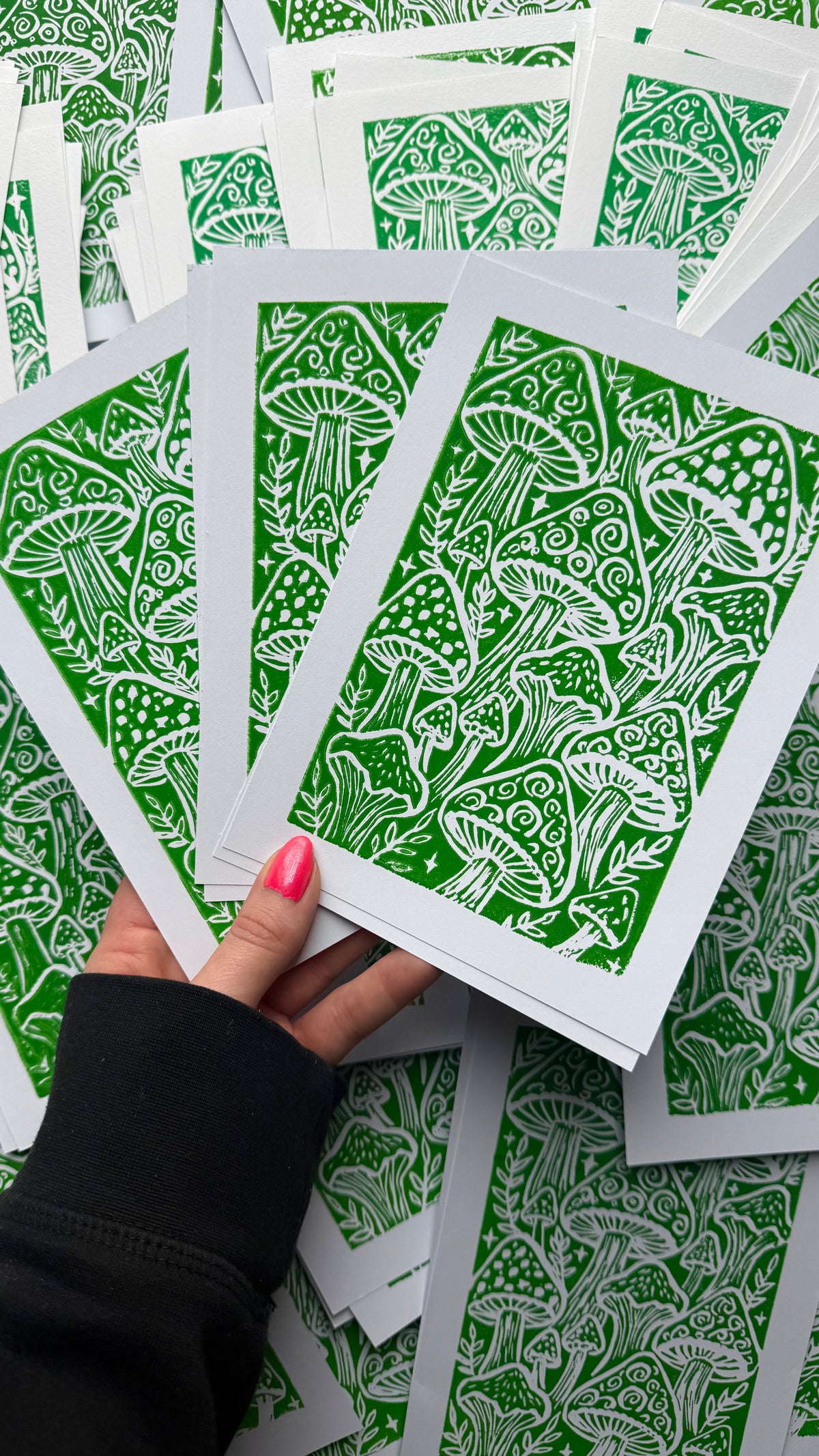 Mushroom Linocut Print