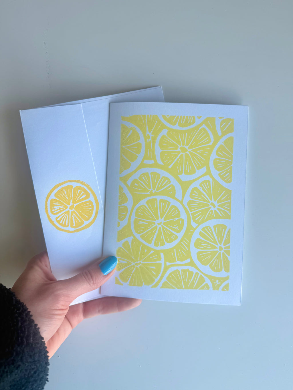 Lemon Linocut Card with Matching Envelope