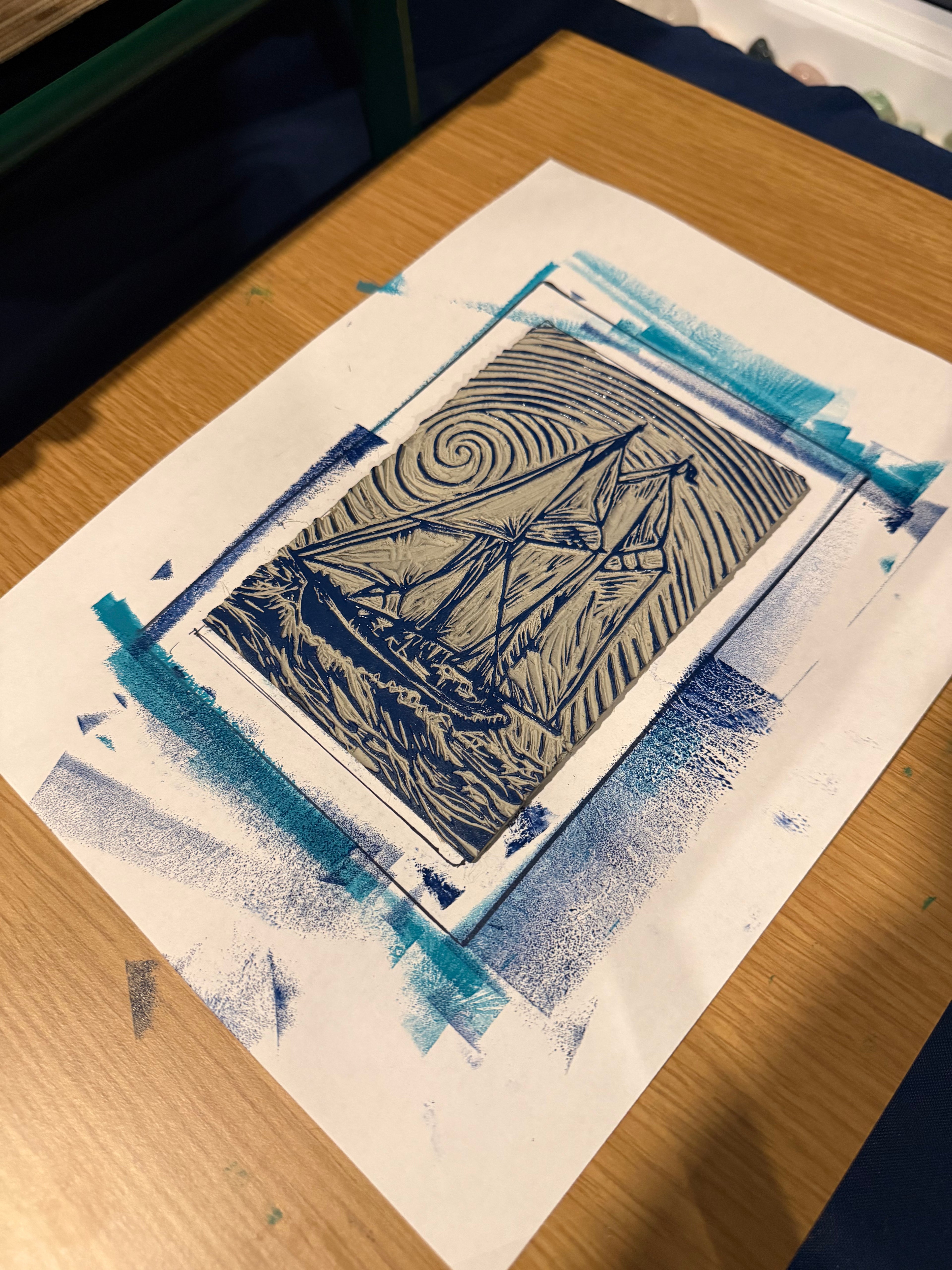Bluenose Linocut Print