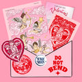 Valentine's Day-themed products with cherub designs on a pink background, featuring 'Magic Moon' branding.