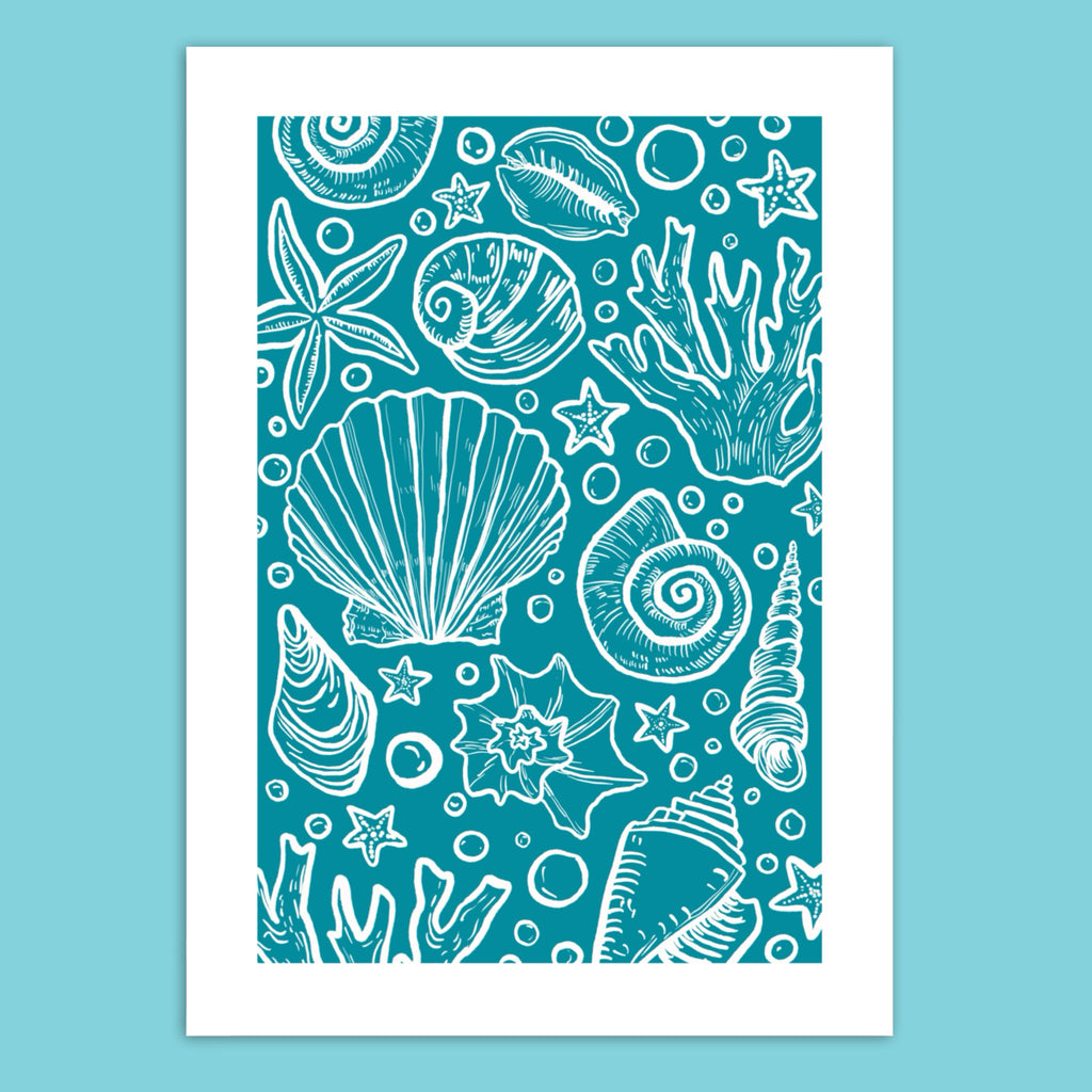 Under the Sea Linocut Card with Matching Envelope