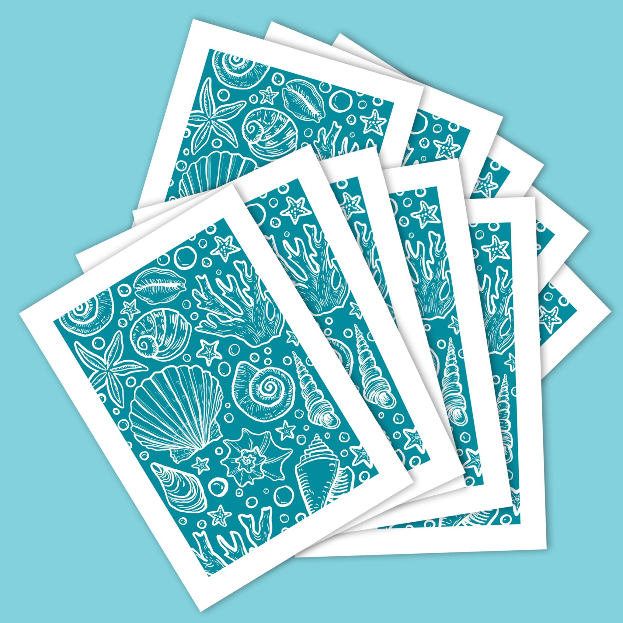 Under the Sea Linocut Card with Matching Envelope