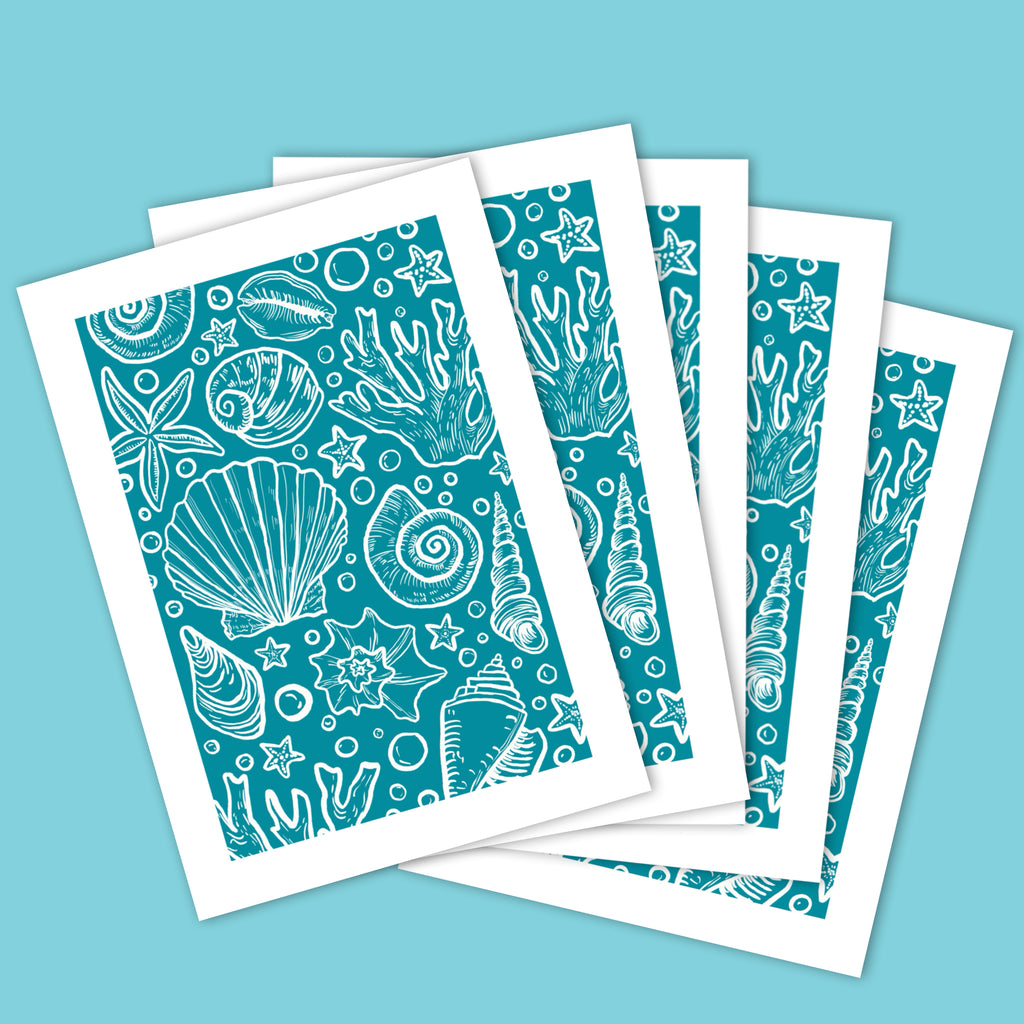 Under the Sea Linocut Card with Matching Envelope