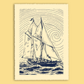 Bluenose Linocut Print