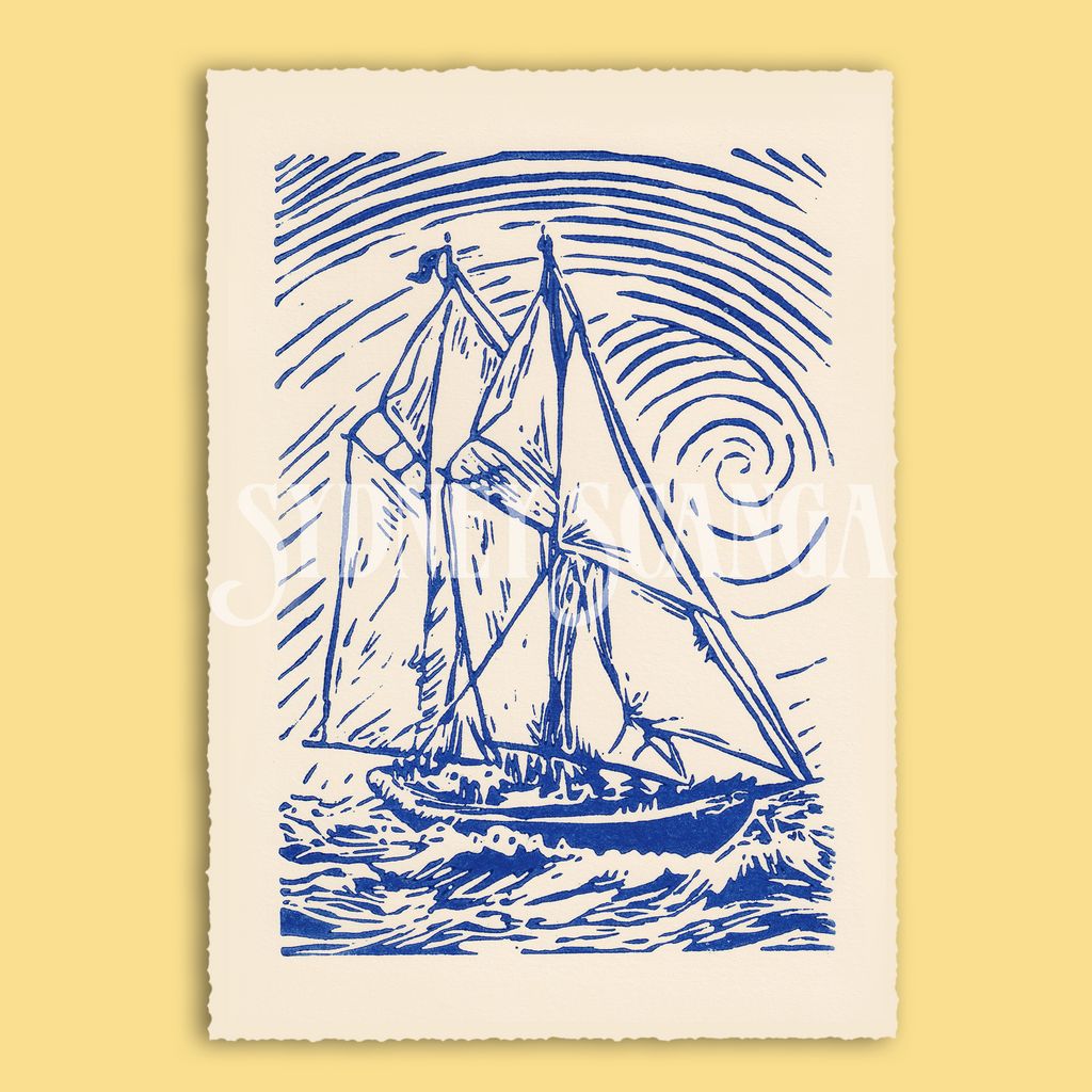 Bluenose Linocut Print