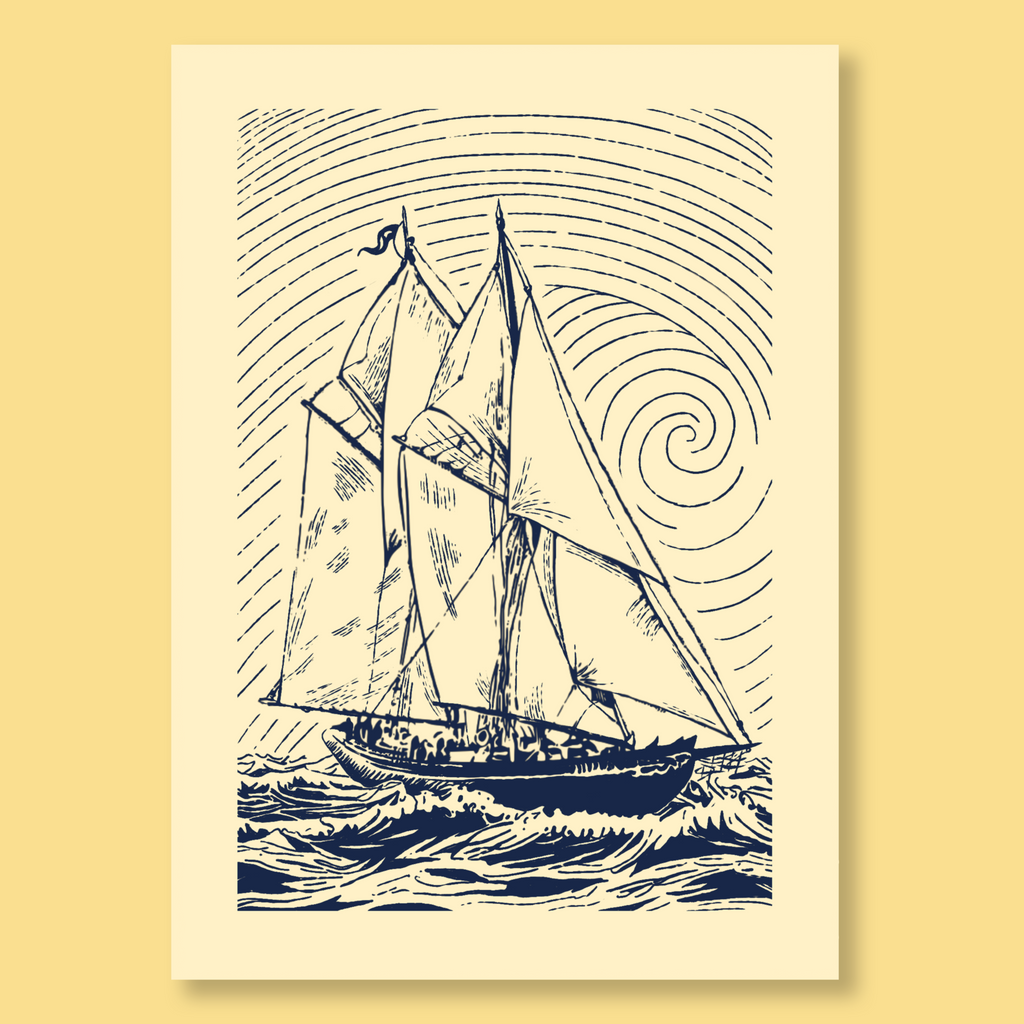 Bluenose Linocut Card with Matching Envelope