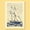 Bluenose Linocut Card with Matching Envelope
