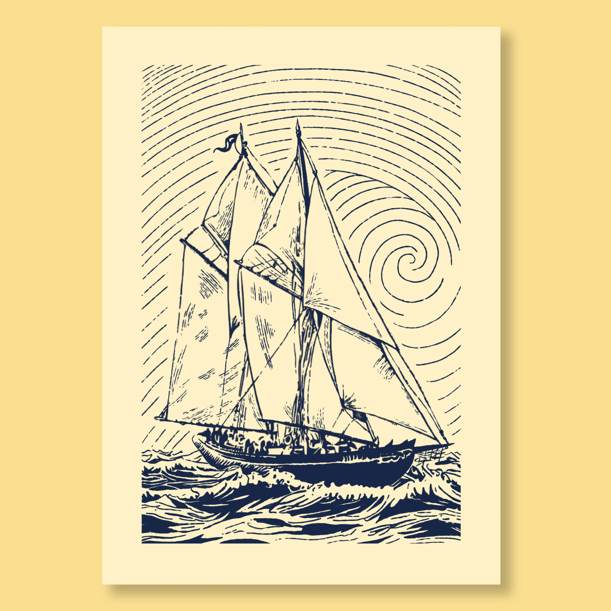 Bluenose Linocut Card with Matching Envelope