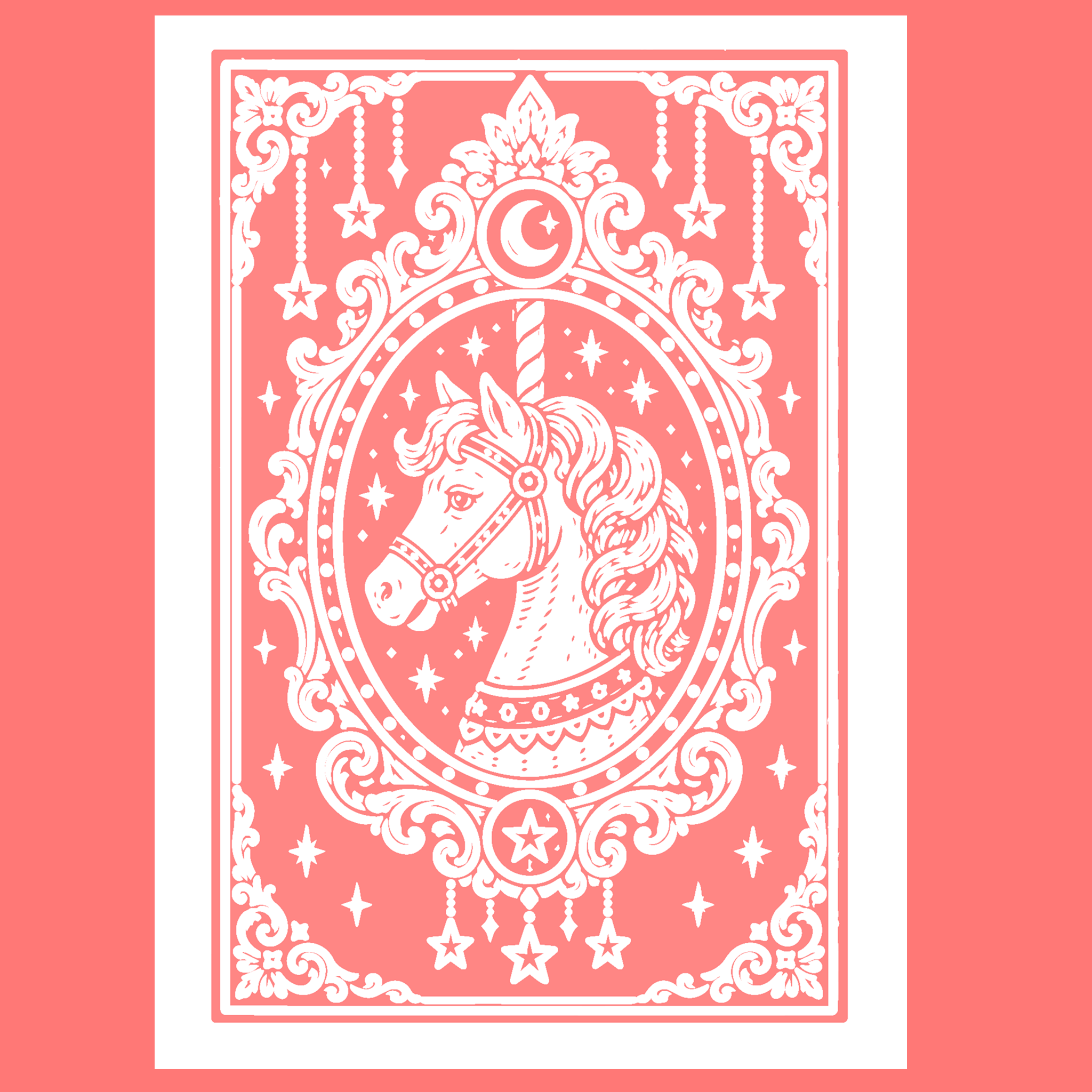Carousel Horse Linocut Print