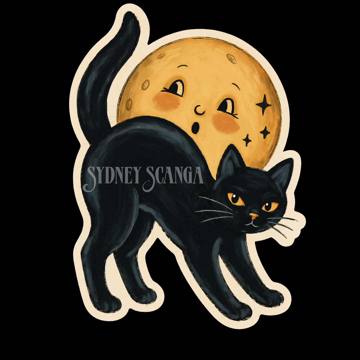 Black Cat & Moon Sticker