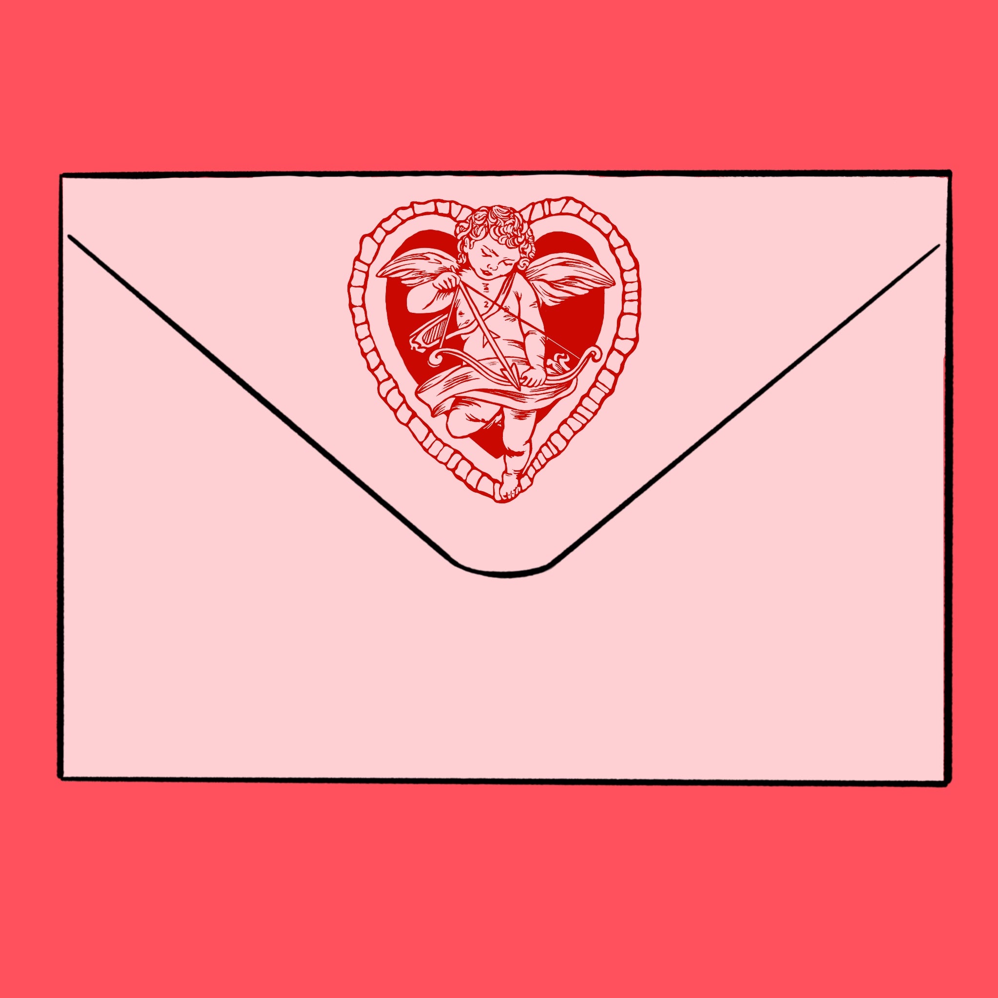 Cherub Linocut Card with Matching Envelope