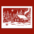 Happy Holidays Winter Cabin Greeting Card