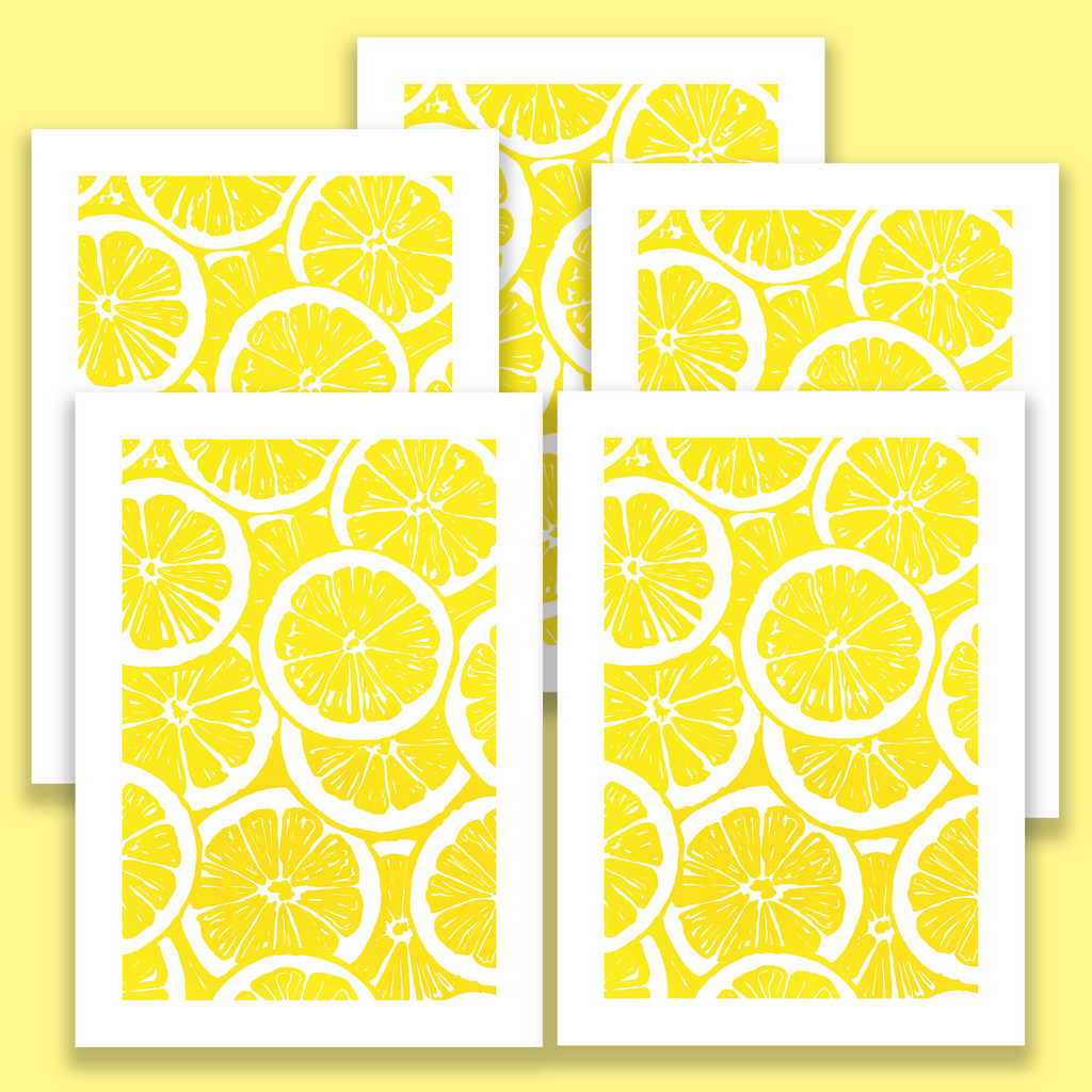 Lemon Linocut Card with Matching Envelope