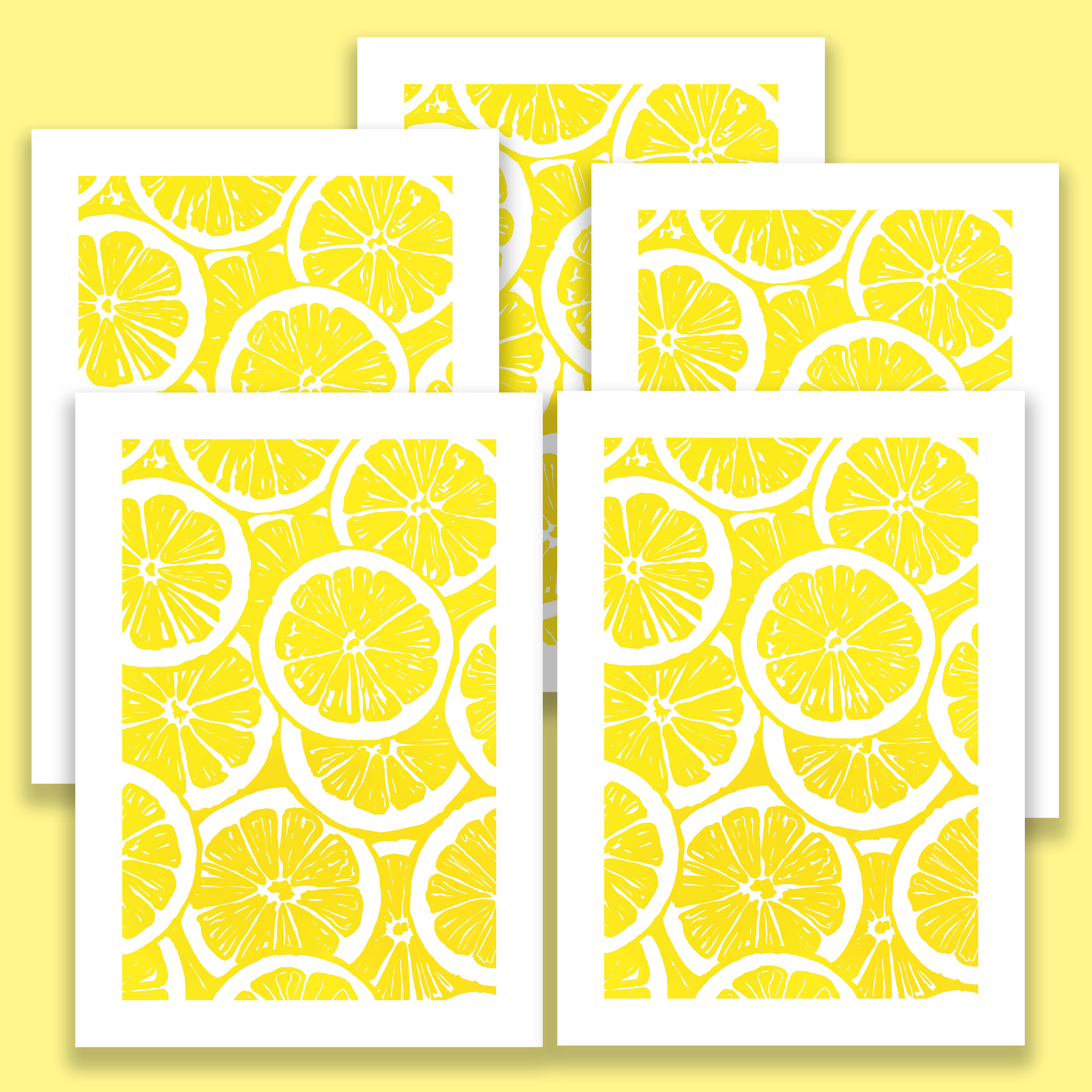 Lemon Linocut Card with Matching Envelope