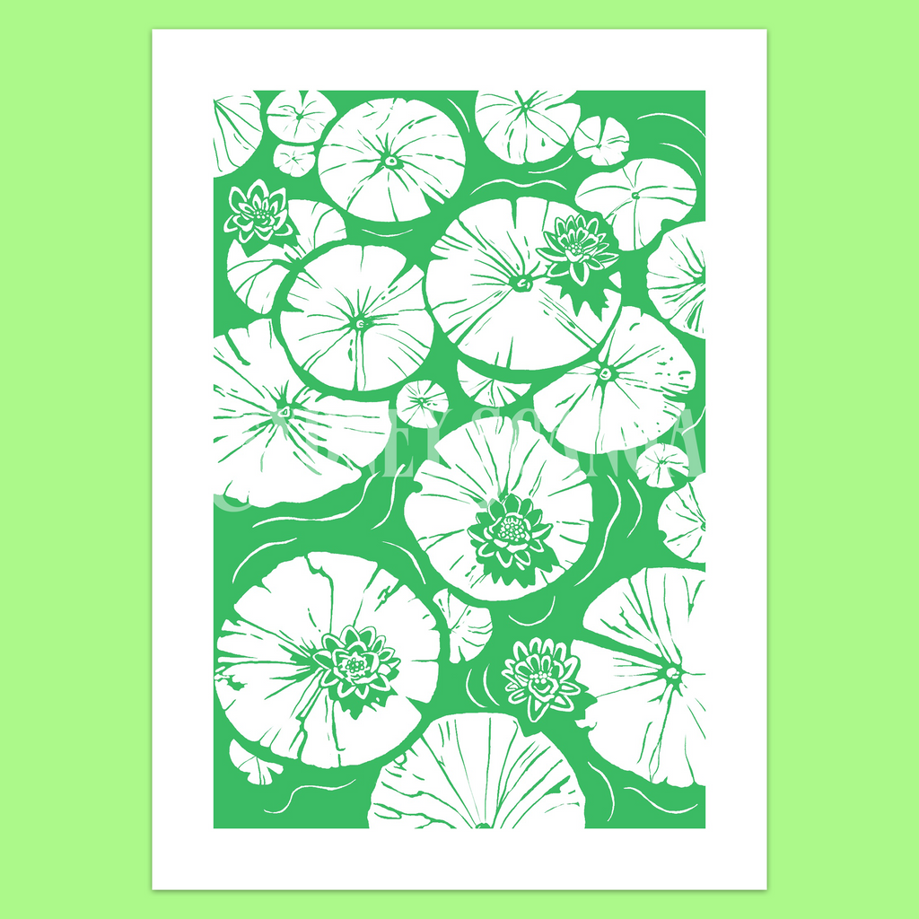 Lily Pad Linocut Print