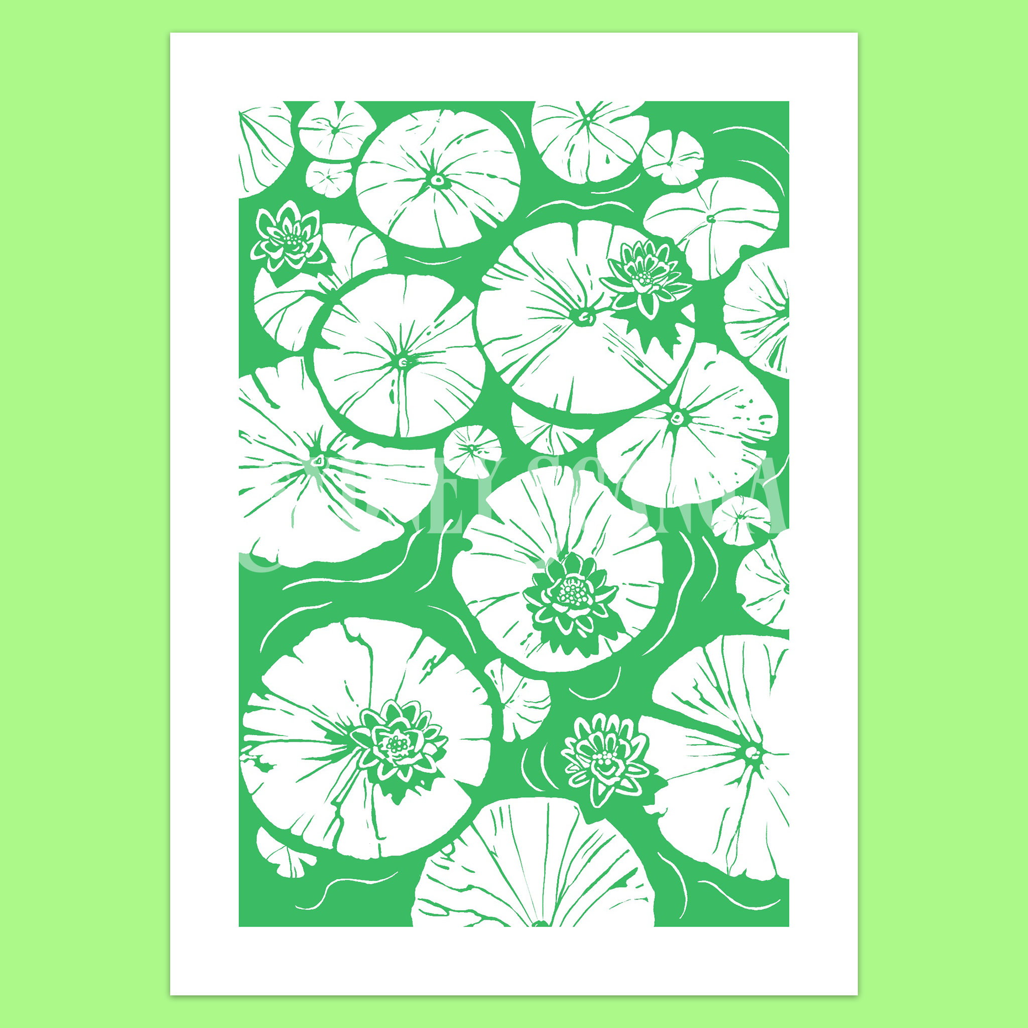 Lily Pad Linocut Print