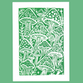 Mushroom Linocut Print