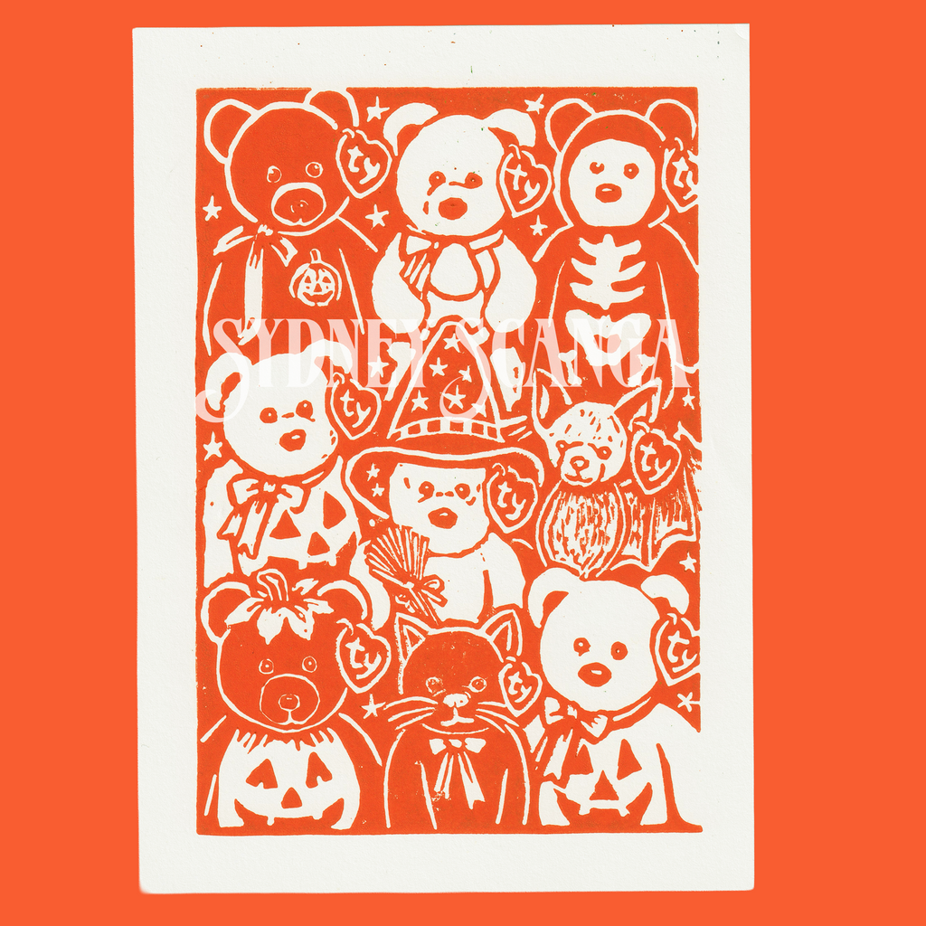 Special Edition Beanie Baby Linocut Print